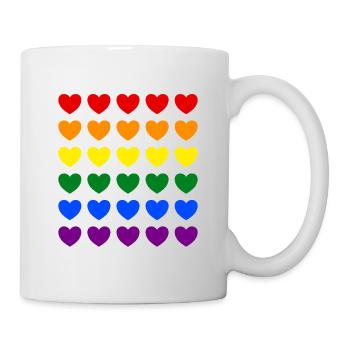 Pride Herzen Regenbogen Farben LGBT LGBTQ Geschenk - Tasse - Weiß - Rechts