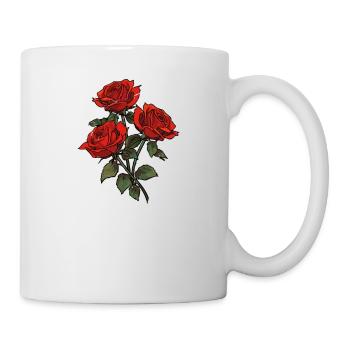 3 Rote Rosen Liebhaberblumen Kühle Blume Rote Blume - Tasse - Weiß - Rechts