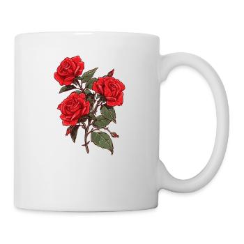 Rote Rosen Liebhaber Coole Blumen Vintage Humor Neuheit - Tasse - Weiß - Rechts