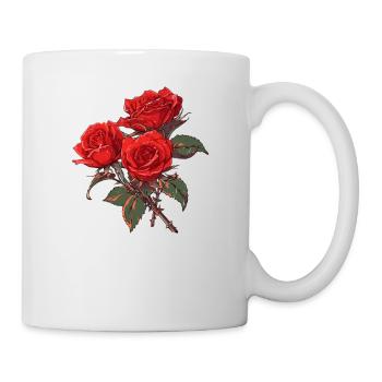 Vintage Red Roses Humor Floral Rose Lover Flowers - Mug - white - Right