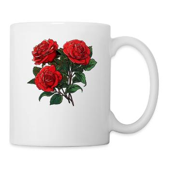 Cool 3 Rote Rosen Blumen Blumen Liebhaber Wortspiel - Tasse - Weiß - Rechts