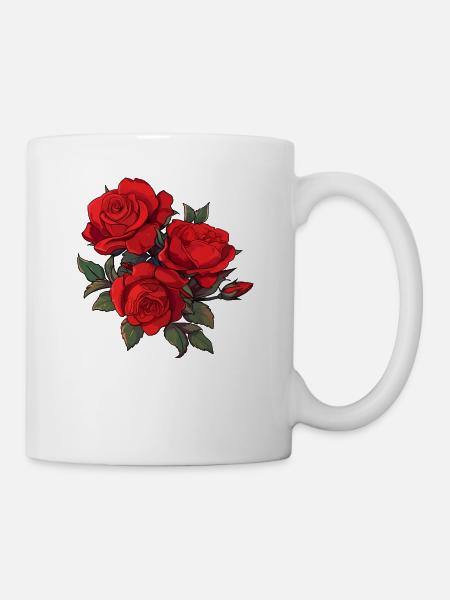 3 Blumen Vintage Blumen Wortspiel Cool Red Roses Liebhaber - Tasse - Weiß