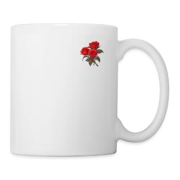 Cool Patch Rote Blumen Liebhaber Vintage Neuheit Rosen - Tasse - Weiß - Rechts