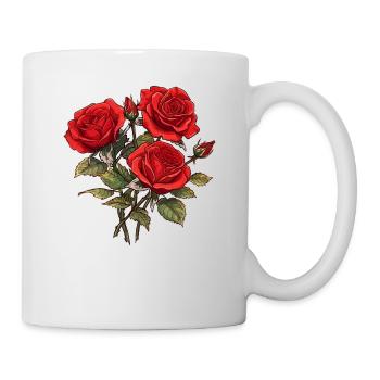 Cool Red Roses Lover 3 Rote Blumen Humor Vintage - Tasse - Weiß - Rechts