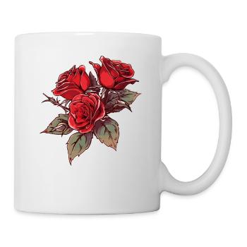 Vintage Blumen Kühle rote Rosen Neuheit Liebhaber Wortspiel - Tasse - Weiß - Rechts