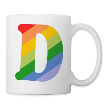 Buchstabe D Regenbogen - Tasse - Weiß - Rechts