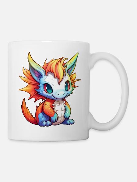 Drache Kawaii Zeichnung - Tasse - Weiß