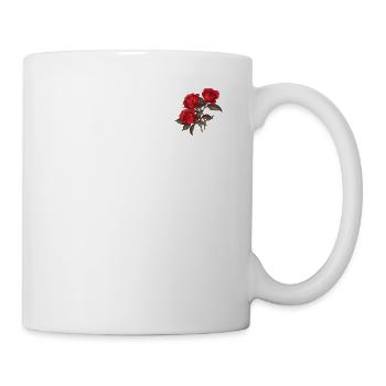 3 Red Roses Patch Logo Novelty Flowers Lover Pun - Mug - white - Right