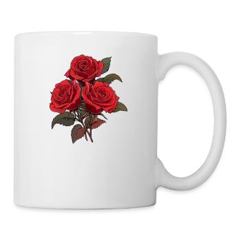 Kühle rote Blumen Liebhaber Vintage Humor Rosen Neuheit - Tasse - Weiß - Rechts