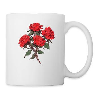 4 Rote Rosen Liebhaber Wortspiel Neuheit Blumen Cool Floral - Tasse - Weiß - Rechts