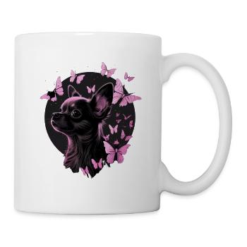 Chihuahua rose | Papillon | Chien mignon | Rose - Mug blanc - blanc - Droite
