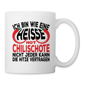 Freche Sprüche - Heisse Chilischote Spruch Lustig - Tasse - Weiß - Rechts