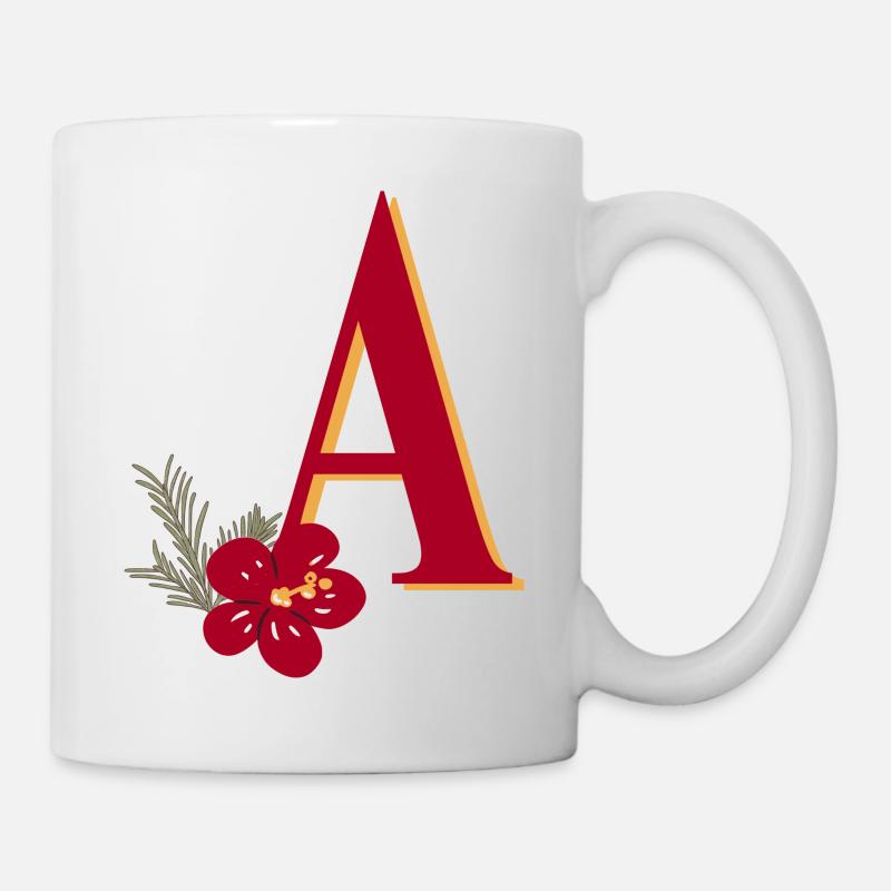 Buchstabe A mit Blume - Tasse - Weiß