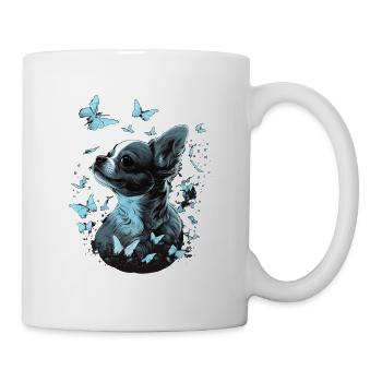 Chihuahua mit Schmetterling |Süßer Hund Bunt Natur - Tasse - Weiß - Rechts
