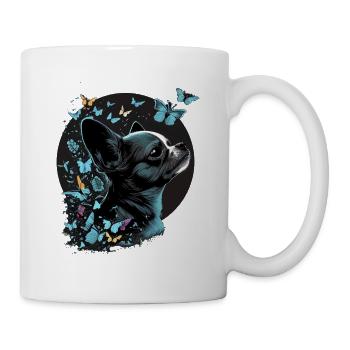 Chihuahua mit Schmetterling |Süßer Hund Bunt Natur - Tasse - Weiß - Rechts