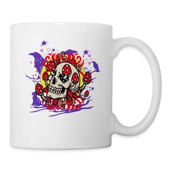 Kunstvoller Totenkopf - Tasse - Weiß - Rechts