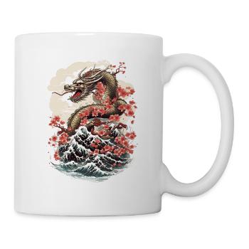 Asiatisch Drache Anime Japanisch Meer Wellen - Tasse - Weiß - Rechts