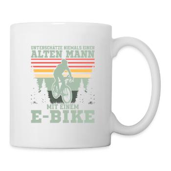 Never underestimate an old man with an e- - Mug - white - Right