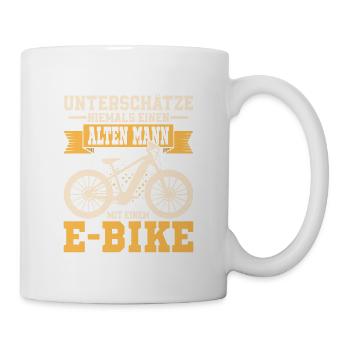 Never underestimate an old man with an e- - Mug - white - Right