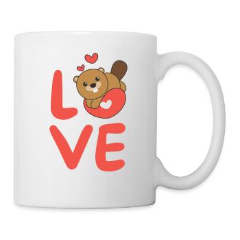 Biber zum Valentinstag süße Tiere Herzen Love - Tasse - Weiß - Rechts