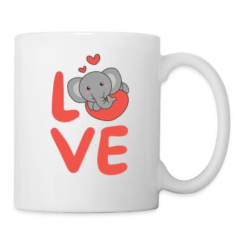 Éléphant pour la Saint-Valentin Animaux mignons Cœurs Amour - Mug blanc - blanc - Droite