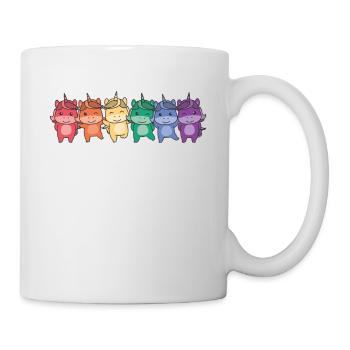 Regenbogen Einhorn Flag Pride LGBT süße Einhörner - Tasse - Weiß - Rechts