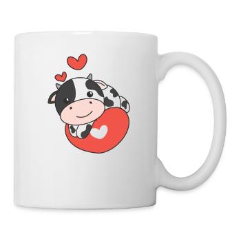 Vache pour la Saint-Valentin mignons animaux coeurs - Mug blanc - blanc - Droite