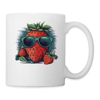 Lustige Erdbeere mit Sonnenbrille Frucht Tropisch - Tasse - Weiß - Rechts