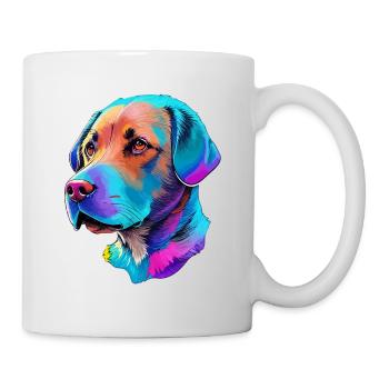 Farbenfrohe Labrador Hund Illustration Hundeliebe - Tasse - Weiß - Rechts