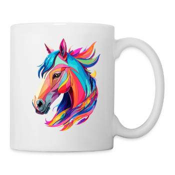 Cheval Pony Design Cheval avec des couleurs colorées - Mug blanc - blanc - Droite