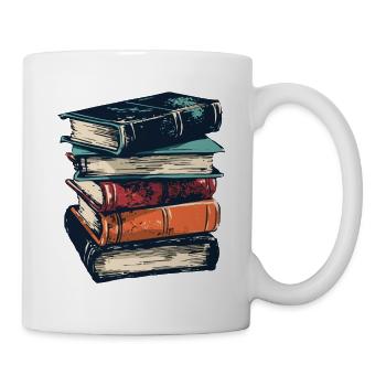 Stack of books for bookworms and bookworms - Mug - white - Right