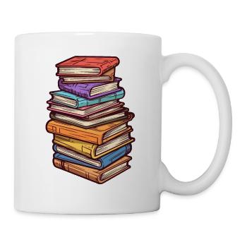 Stack of books for bookworms and bookworms - Mug - white - Right