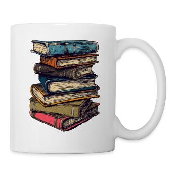 Stack of books for bookworms and bookworms - Mug - white - Right