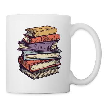Stack of books for bookworms and bookworms - Mug - white - Right