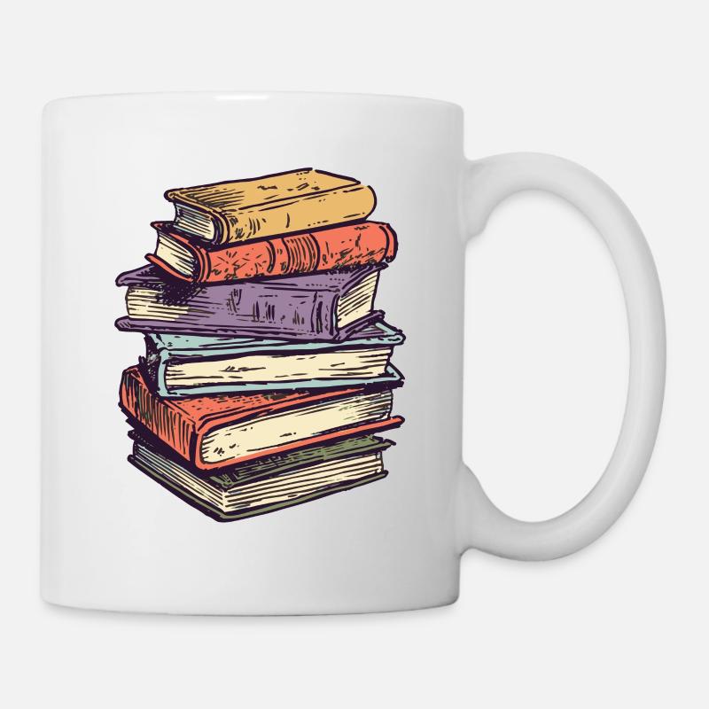 Pile de livres pour rats de bibliothèque et rats de bibliothèque - Mug blanc - blanc