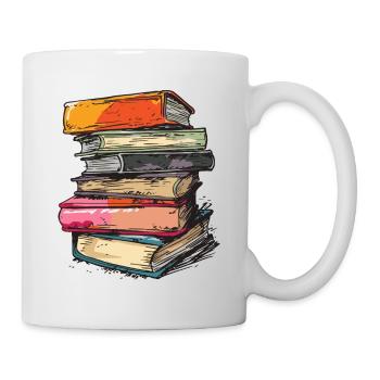 Stack of books for bookworms and bookworms - Mug - white - Right
