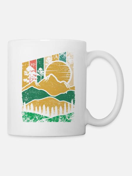 Berg Wald Sonne - Tasse - Weiß
