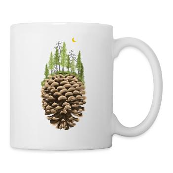 Bäume auf Tannenzapfe - Tasse - Weiß - Rechts