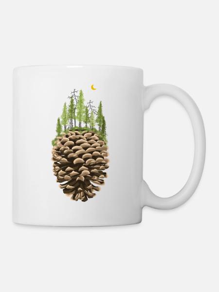 Bäume auf Tannenzapfe - Tasse - Weiß