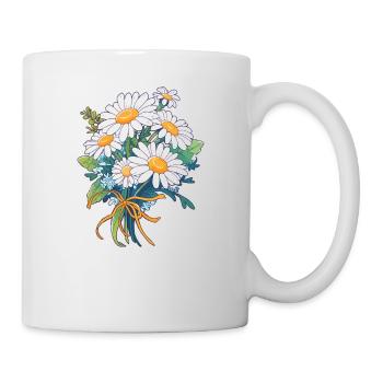 Blumenstrauß Blumen Gänseblümchen Liebhaber Vintage Blumen Wortspiel - Tasse - Weiß - Rechts