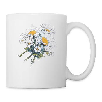 Cooler Blumenstrauß Blumen Gänseblümchen Humor Vintage Blumen - Tasse - Weiß - Rechts