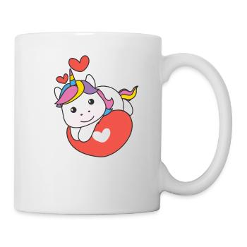 Einhorn zum Valentinstag süße Tiere Herzen - Tasse - Weiß - Rechts