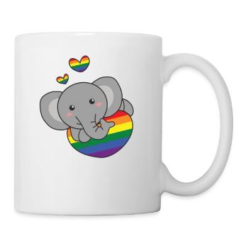 Rainbow Flag Pride LGBTQ Mignon éléphant Amour - Mug blanc - blanc - Droite