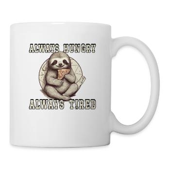 Paresseux fatigué et affamé avec une part de pizza - Mug blanc - blanc - Droite