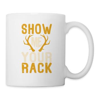 Zeig mir dein Gestell Lustiges Hirschgeweih Elch - Tasse - Weiß - Rechts