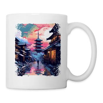 Japon Vaporwave Alpes japonaises Takayama Village - Mug blanc - blanc - Droite