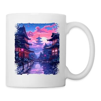 Takayama Village Vaporwave Japan Japanische Alpen - Tasse - Weiß - Rechts