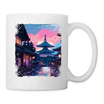 Japanische Alpen Vaporwave Japan Takayama Village - Tasse - Weiß - Rechts