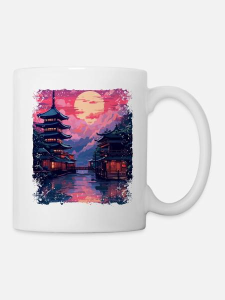 Japon Takayama Village Alpes japonaises Vaporwave - Mug blanc - blanc