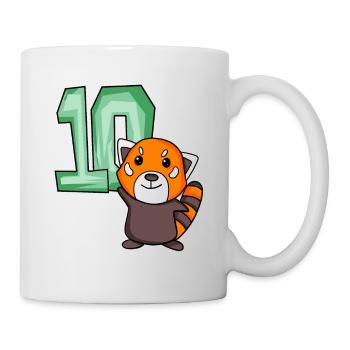 10. Geburtstag Motiv Roter Panda - zehn Jahre alt - Tasse - Weiß - Rechts
